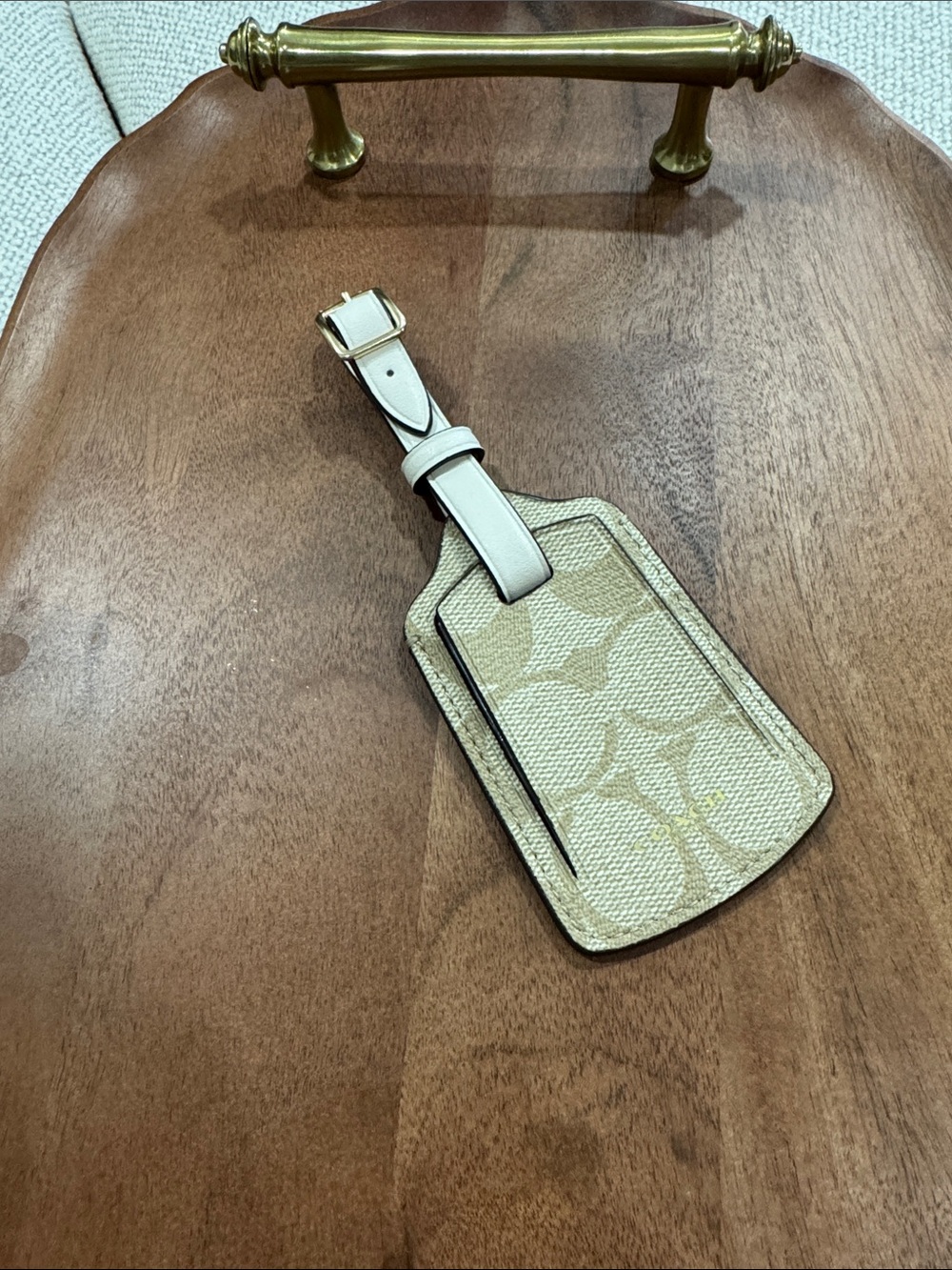 Coach Beige & Cream Signature Canvas Luggage Tag